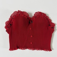 RARE 1970s Victoria’s Secret Gold Label “Red Rose” Pleated Bustier Corset Vintag