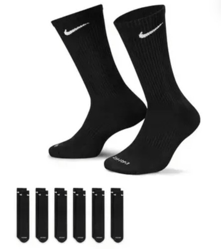 Nike Performance Cushioned Crew Kids' Training Socks (6 Pair) Black ~ Medium 