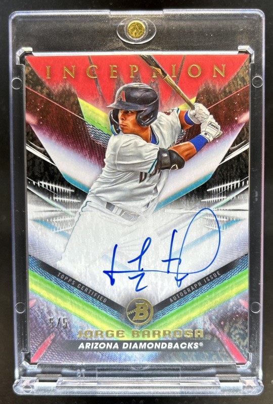 2023 Bowman Inception Jorge Barrosa Auto Red Shimmer Foil #/5 Diamondbacks