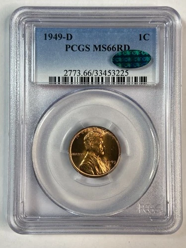 1949-D__MS 66 RD (CAC'd)__Lincoln Cent__Over $400 in MS 67__Penny, Coin