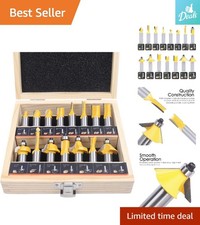 Durable Alloy Steel Router Bits Set - 15 Pieces with Anti-Kickback Design