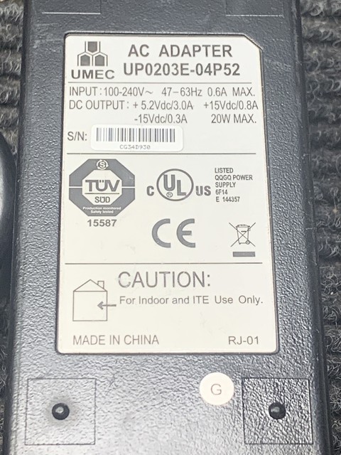 Chargeur Adaptateur UMEC UP0651A-12P – 12V / 5.17A – 62W – Occasion