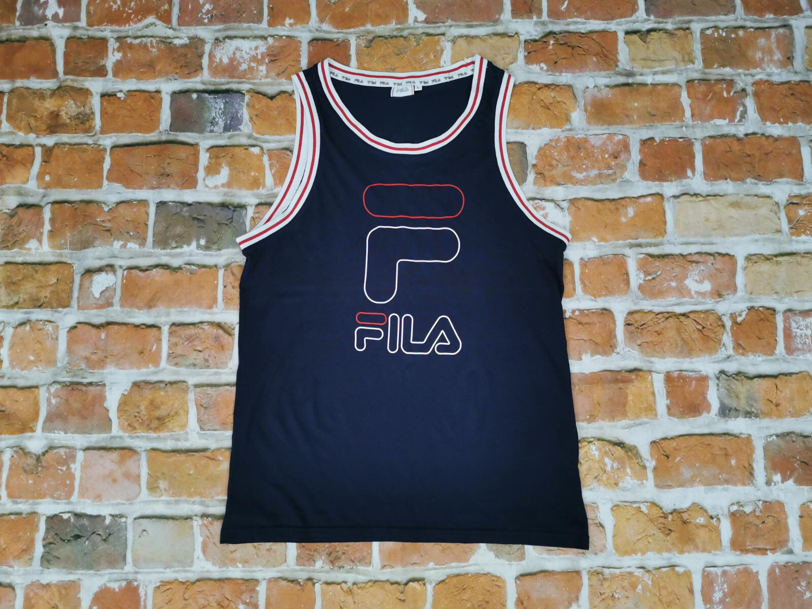 FILA Sport Estate Vintage Ascelle T Shirt Canotta Blu Marino Blu Tg. : L Tip Top