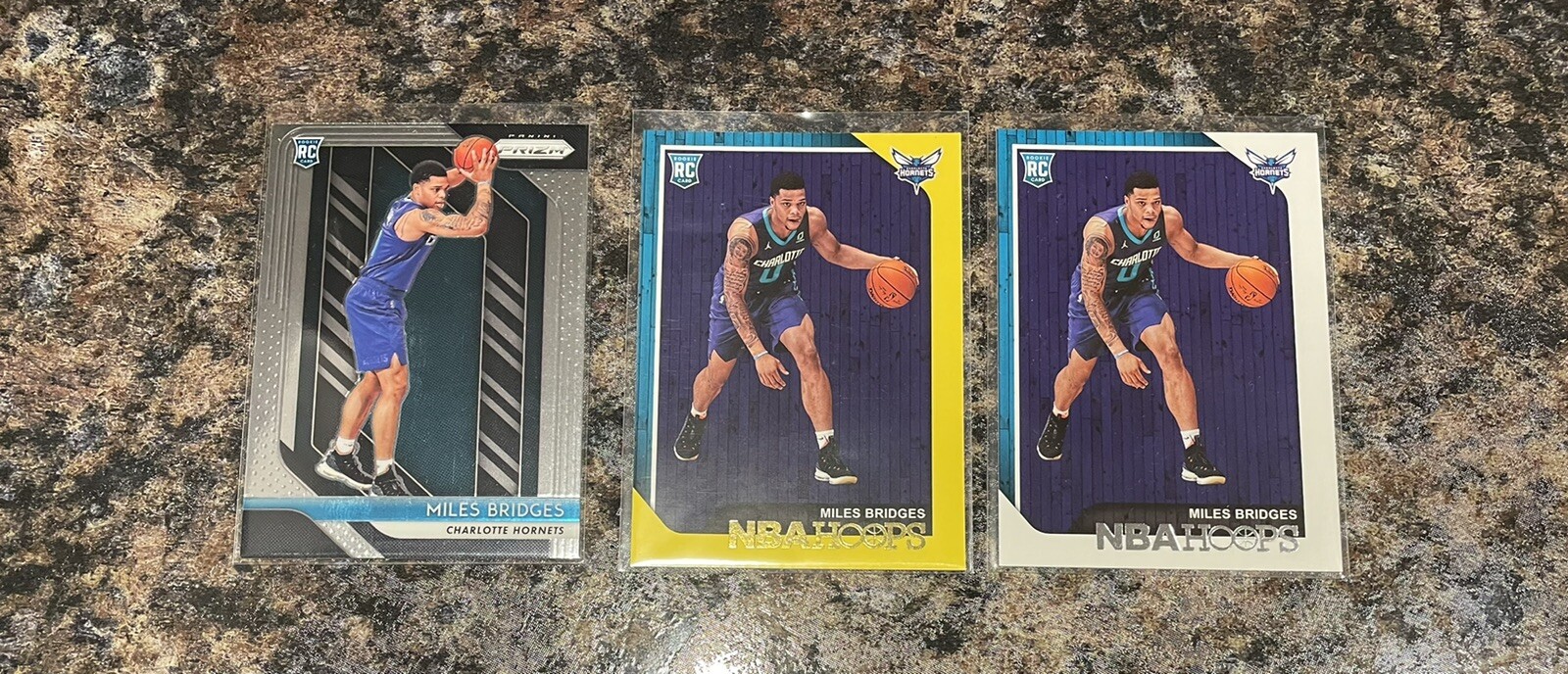 Miles Bridges 2018-19 Panini Prizm #278, Hoops Yellow SP, & Hoops #272  RCs