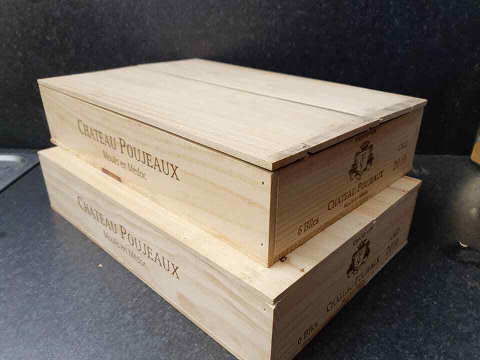 WINE BOX WITH LID FLAT HALF SIZE GENUINE FRENCH WOODEN WINE CRATE STORAGE