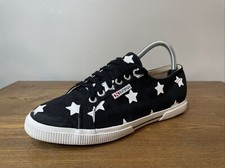 Superga Canvas Shoes Casual Lace Up Womens Size 8 S0037Q0 Black White Stars