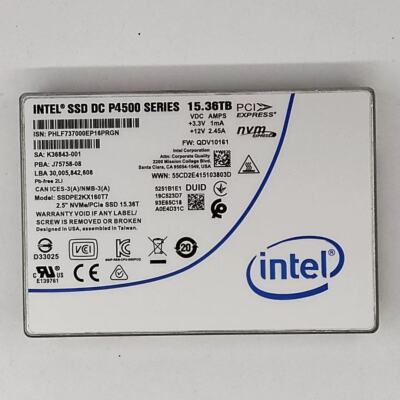 15.36TB Intel SSD P4500 Series NVME U.2 2.5'' SSDPE2KX160T701 Solid State Drive