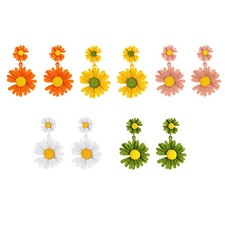 5pairs Women Girls Cute 20G Colorful Sunflower Daisy Drop Dangle Earrings Gift