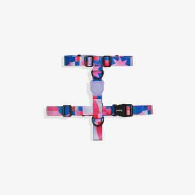 Zee.Dog | Adjustable Dog Halter H-Harness | Vibrant Pink and Purple Noon