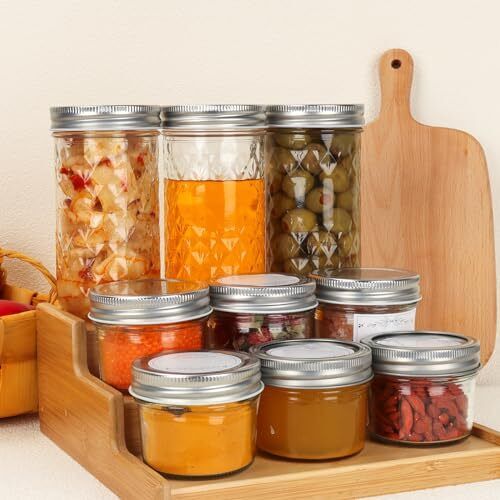 20 Pack 12 oz Wide Mouth Mason Jars Glass Canning with Screw Airtight Lids - Picture 6 of 7