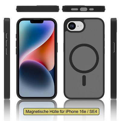 Magnetische Handy Hülle iPhone 16e / SE4 Kamera Schutz Frosted Case matt