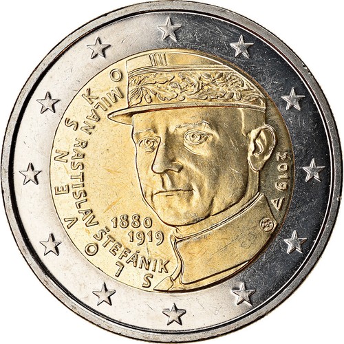[#768019] Slowakei, 2 Euro, Milan Rastislav Stefanik, 2019, UNZ, Bi-Metallic - Bild 1 von 2
