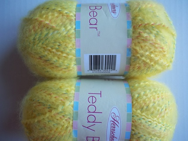 Herrschners Teddy Bear Brights brushed yarn, Happy yellow, lot of 2 ...