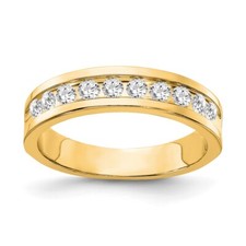 10k Yellow Gold 10-Stone Lab Grown Diamond Wedding Band Ring for Men Size 10