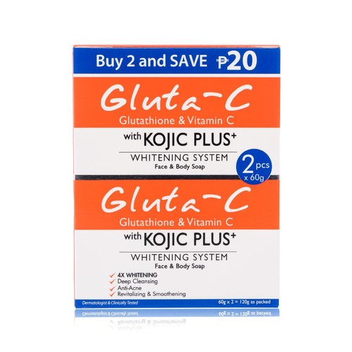 Gluta-C Kojic & Glutathione Face & Body Soap 60g x 2 - Skin Lightening - 第 1/2 張圖片