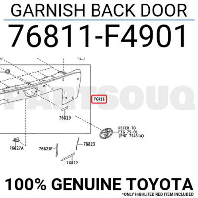 TADA0001  ページ 76811-58010 (76811)GARNISH， BACK DOOR， 1個 トヨタ 【通販モノタロウ】