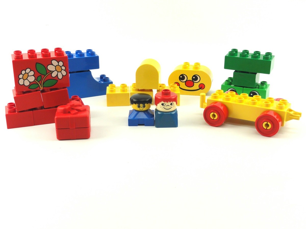 ぷっぷ様【4個セット】DUO デュオ ザ 赤箱2個、イエロー２個 Duplo Vintage 21 Blocks Red Green Blue Yellow Smile Face Flowers