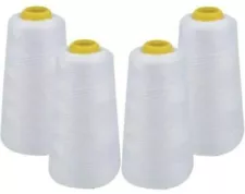 4 PACK of 6000 Yard each Spools WHITE Sewing Thread All Purpose 100% Polyester