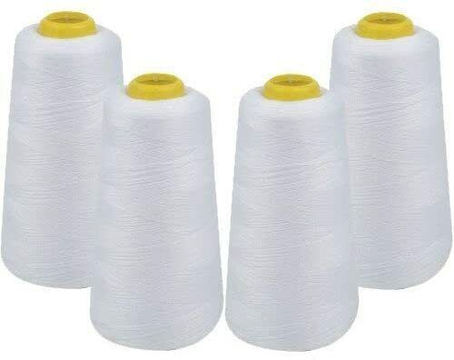 4 PACK de 6000 yards chaque bobine fil à coudre blanc tout usage 100 % polyester - Photo 1 sur 1