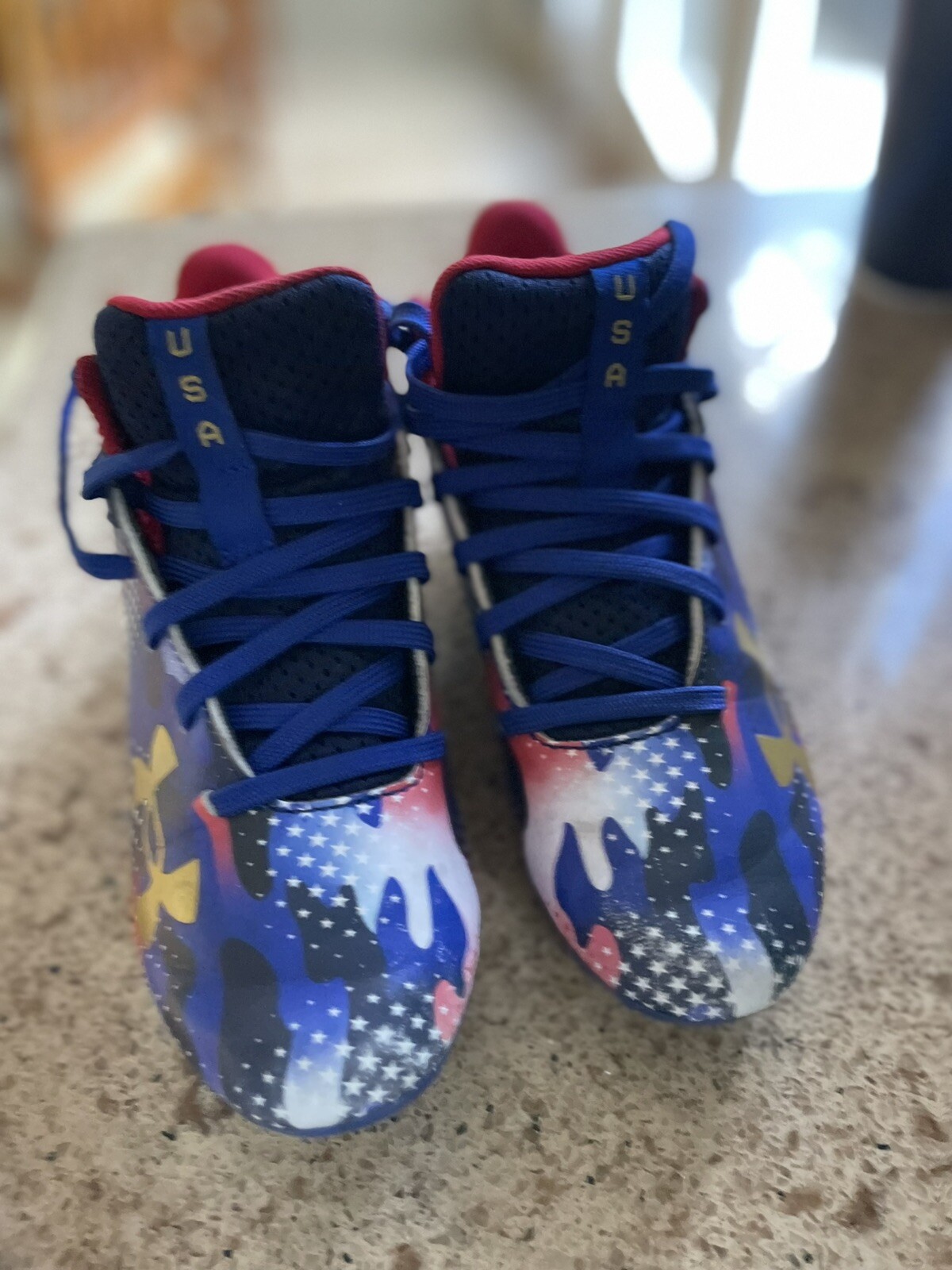 3028007 400 Under Armour Kids Blur Smoke Suede Select USA MC Football Cleats 1Y