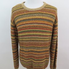 Hugo Boss Men's Wool Silk Colorful Striped Italian Crewneck Sweater Euro 50 EUC