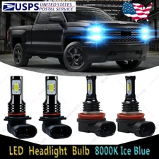 4x 8000K LED Headlight Bulbs For Chevy Silverado 1500 2007-2015 Hi/Low Beam HKL