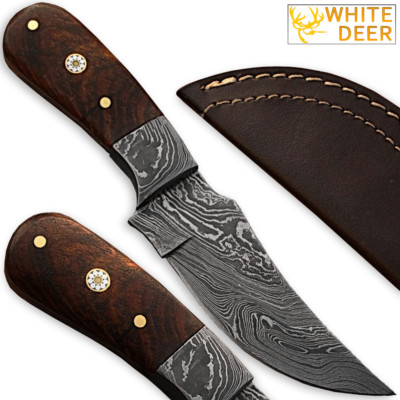 Trailing Point Fixed Blade Knife Damascus Steel 1095 HC & 15N20 Forged 55-60 HRC