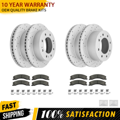 For GMC Sierra 2500 3500 HD 2011 -2019 Front Rear Disc Brake Rotors Ceramic Pads