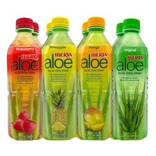 Iberia Aloe Vera Drink with Pure Aloe Pulp, Variety, Pack of 8