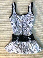 White W/ Silver Black Adult Jazz/Hip Hop Short Dress Dance Costume