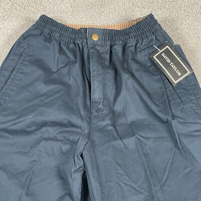 David Taylor Pants Mens Small Elastic Waist Straight Leg Pockets Chino  24X32 NWT | eBay