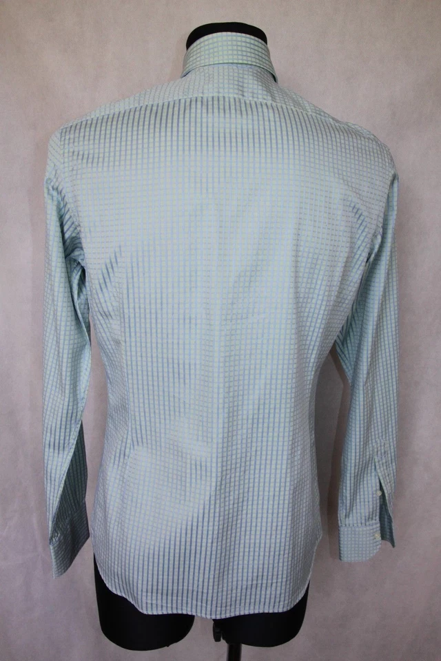 CAMISA A CUADROS DE MANGA LARGA AZUL VERDE DE LUJO PARA HOMBRE 'LA CHEMISE' t... - Imagen 4 de 4