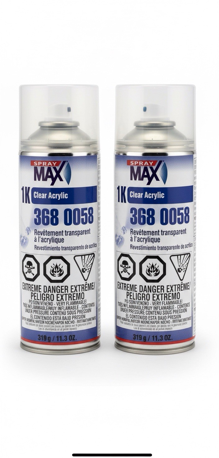 ( 2 )Spray max 10.6oz Aerosol 1k Acrylic Clearcoat 3680058 - FREE SHIPPING!!!