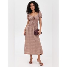 Reformation Rhett Dress in Audrie Check Gingham Brown 6