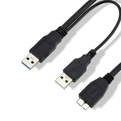 USB 3.0 Dual Power Y Shape 2 X a to Micro B high Speed Upto 5 Gbps Data Trans...