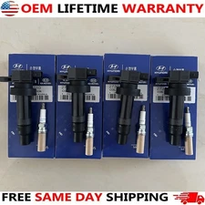 4x OEM UF636 Ignition Coil & Spark plugs Hyundai Accent Kia Soul 27301-2B010 USA