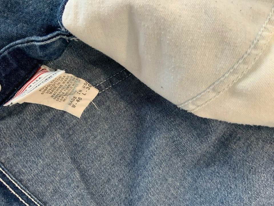 VTG Pointer Brand Low Back Bib Denim Overalls Size  46 X 30 Made In USA - Image 4 of 4