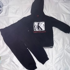 Calvin Klein Jeans Logo Black Hoodie Pants Set 4T Unisex Toddler