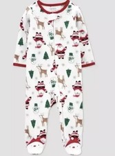 Carter's Just One You Size 6 Months Baby Santa Christmas Fleece Footed Pajamas
