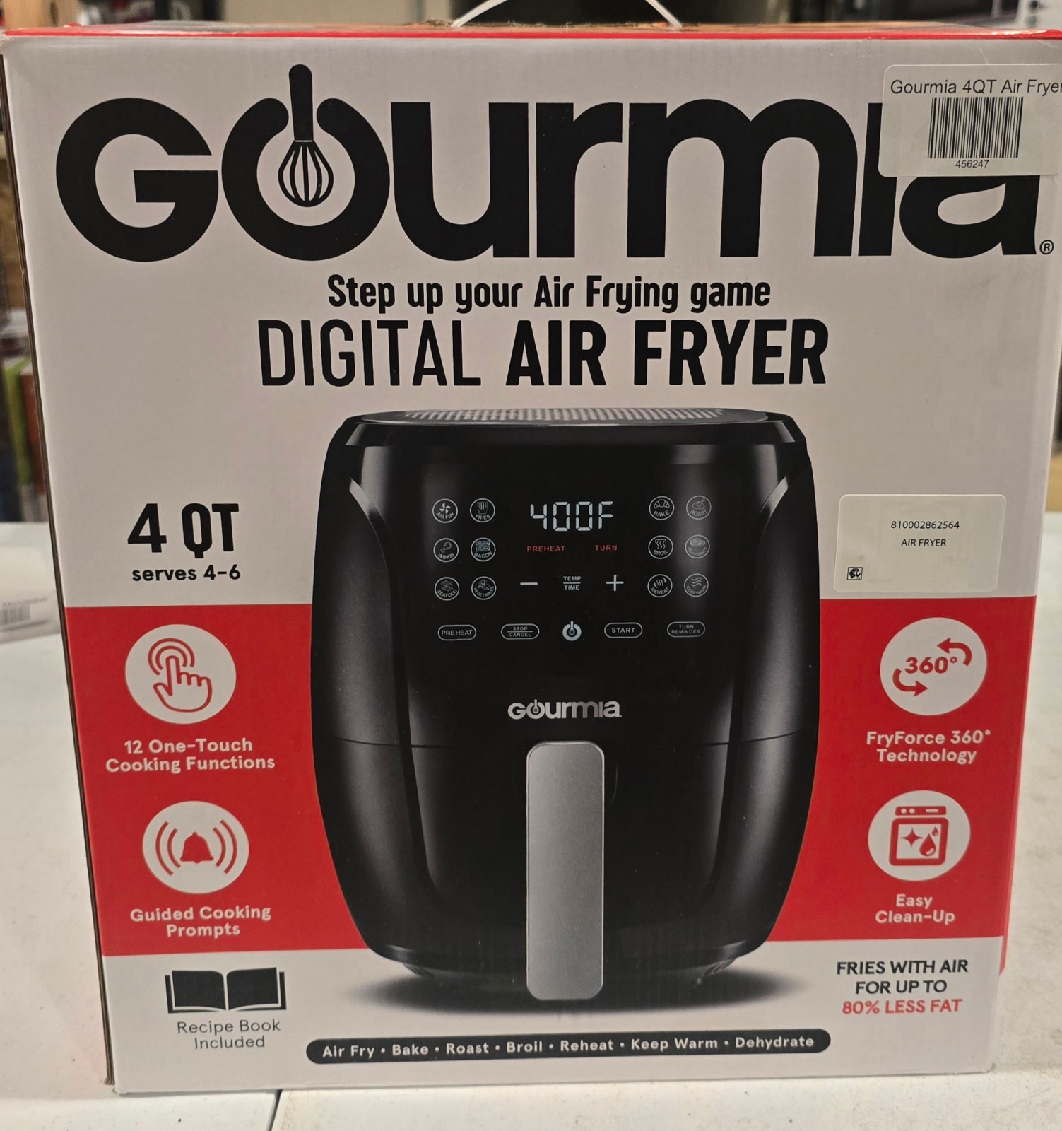 Gourmia 4-Quart Digital Air Fryer with Guided Cooking Technology, Black GAF486