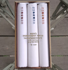 Mens Permanent Press Handkerchiefs 3-Pack Whi...