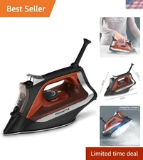 Steam Iron Clothes Steamer 1700W Lightweight Stainless Steel Soleplate Auto-Off