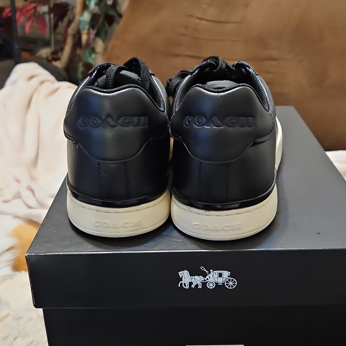 NEW COACH CLIP MEN\'S LOW TOP COURT LEATHER SNEAKERS BLACK G4950 SIZE 10 Coach Men main image 4