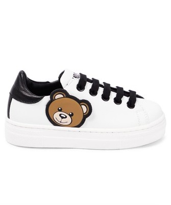 Moschino Kids Leather Sneakers White With Teddy Bear Size 29 NWB