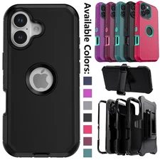 Case Cover For iPhone 16 15 14 13 12 11 Pro Max Shockproof Heavy Duty /Belt Clip