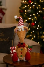 Christmas Gingerbread Rat Decoration Soft Plush 48cm Xmas Seated Novelty Large