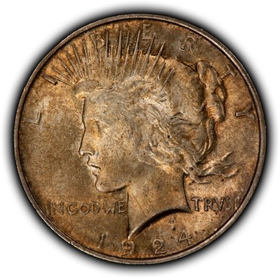 1924 $1 Silver Peace Dollar - Luster - Original Toning - SKU-D6869
