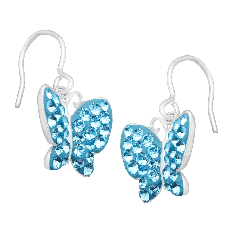 Crystaluxe Butterfly Earrings with Blue Crystals in Sterling Silver - Image 2 of 3