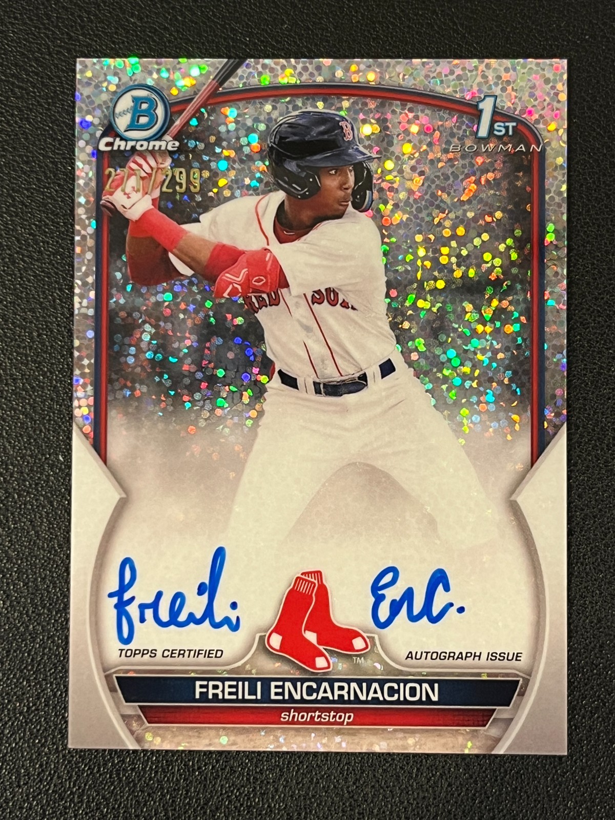 Freili Encarnacion 2023 Bowman Chrome 1st Auto Sparkle Speckle /299 Red Sox