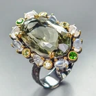 Gemstone 37ct+ Natural Green Amethyst Ring 925 Sterling Silver Size 8.5 /R460704